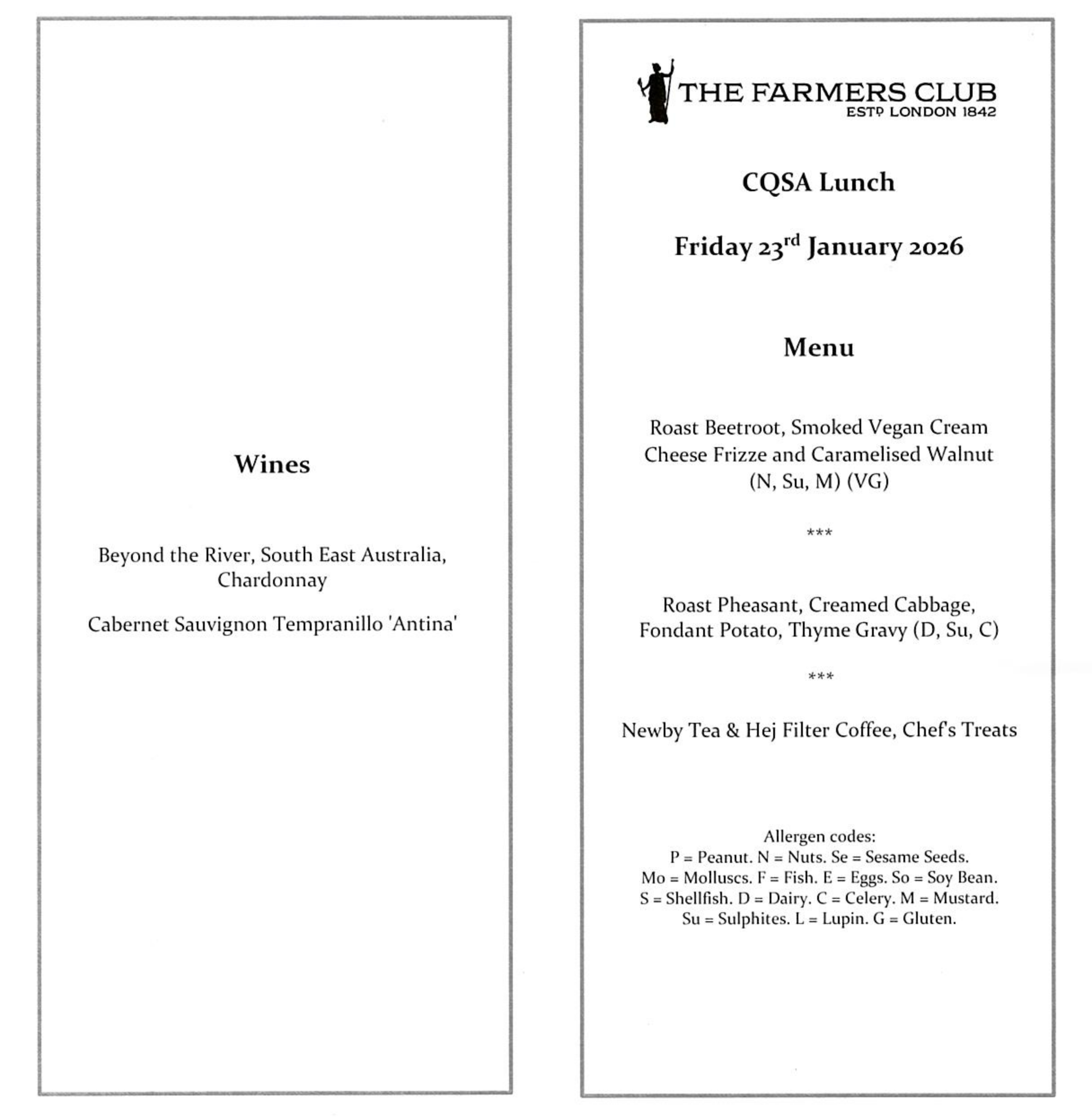 Wines list
